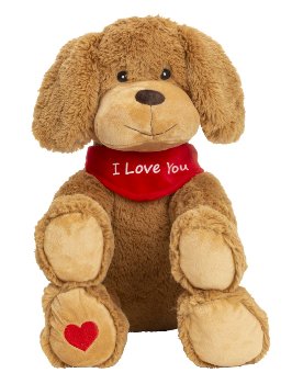 Plush dog brown with red scarf with