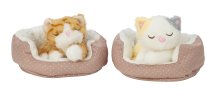Plüsch-Katzen liegend in Körbchen l=20cm