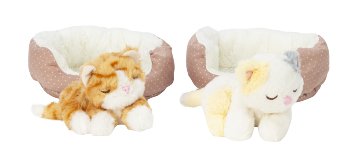 Plüsch-Katzen liegend in Körbchen l=20cm