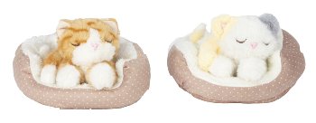 Plush-Cats lying in bed l=20cm asst.