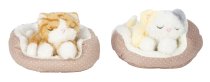 Plush-Cats lying in bed l=20cm asst.