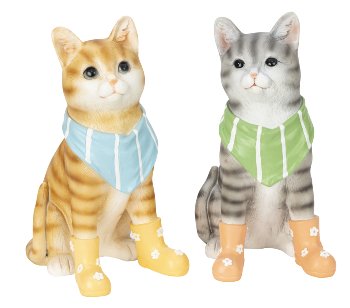 Cats in grey & orange with shoes and