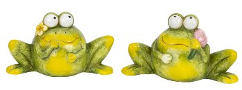 Funny ceramic frogs in green h=12cm