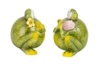 Funny ceramic frogs in green h=12cm