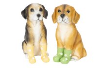 Hunde sitzend mit Schuhen h=25cm sort.