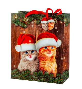 X-mas paper bag "Cats with santa hat"