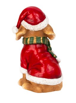 Hund sitzend mit Nikolausmütze & Schal