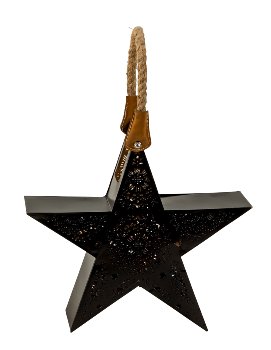 Metal star lantern black, inside gold