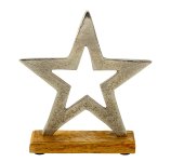 Star on wooden base h=16,5cm w=16cm