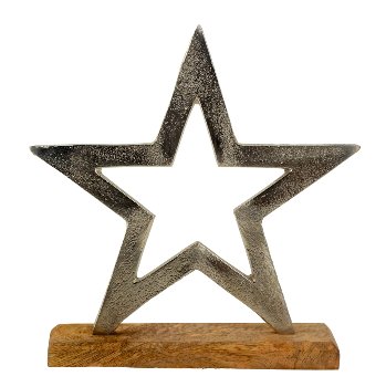 Star on wooden base h=20,5cm w=20cm