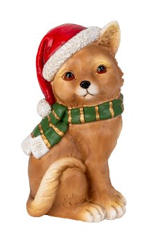 Cat sitting with santa hat & scarf