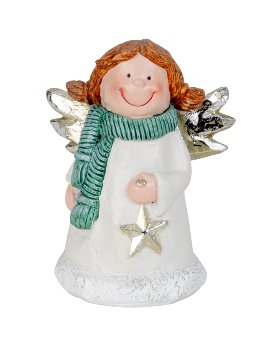 Engelsmädchen stehend mit grünem Schal &