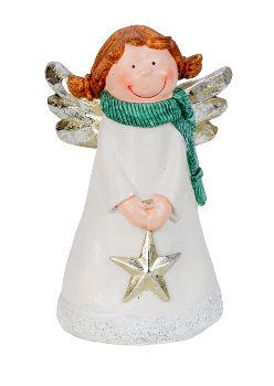 Engelsmädchen stehend mit grünem Schal &