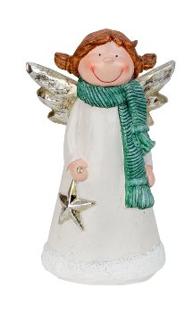 Engelsmädchen stehend mit grünem Schal &