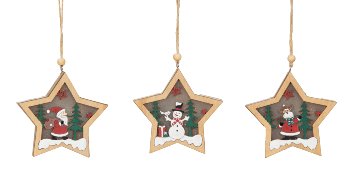 Wooden decoration star for hanging with