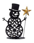 Metall Schneemann schwarz mit goldenem