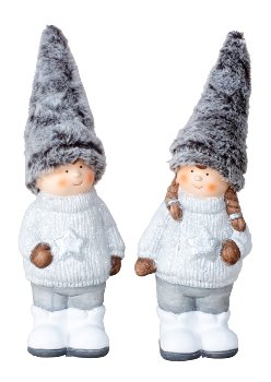 Winterchildren with fabric hat standing