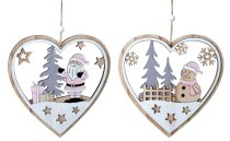 Wooden Xmas heart decoration for hanging