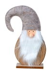 Wooden santa with felt hat and white