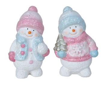 Snowman rose & light blue standing with