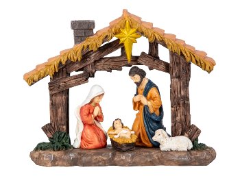 Krippenhaus mit Stern & Krippenfiguren