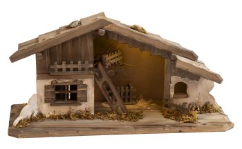 Haus aus Holz mit LED-Licht h=24,5cm,