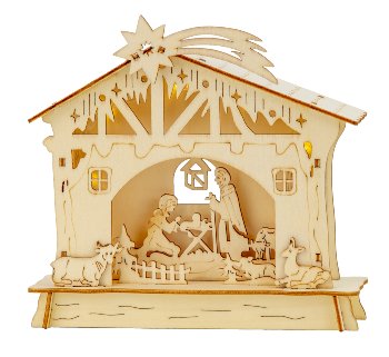 Wooden house "nativity" with LED-Light