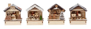 Wooden market houses h=10,5cm w=9cm with