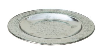 glass plate round high gloss silver