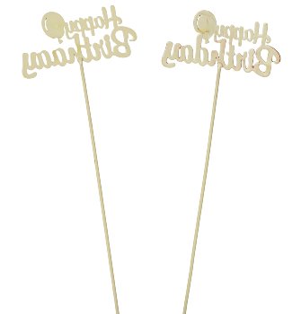 Metall-Blumenstecker "Happy Birthday"