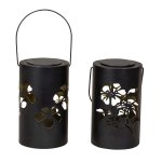 Metal lantern black with flower design &