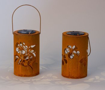 Metal lantern rust with flower design &