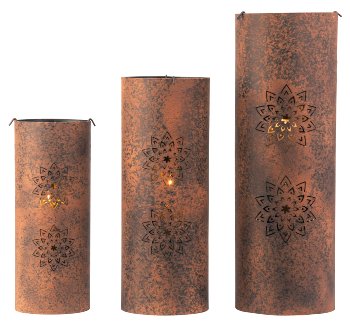 Metal tube brown with flower design &