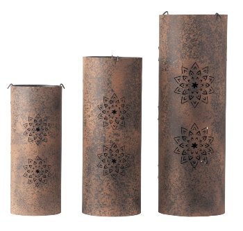 Metal tube brown with flower design &