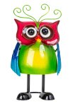 Colorful Metal owl standing h=24,5cm