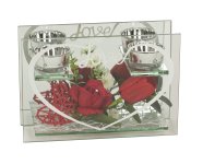 Glasdeko mit roter Rose und Tulpe & 2