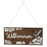 Metal sign brown "Willkommen"