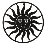 Metal-wall decoration sun black d=38cm,