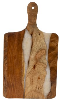 Wooden cutting board with white resin