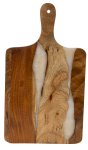 Wooden cutting board with white resin
