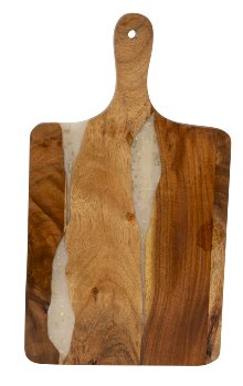 Wooden cutting board with white resin