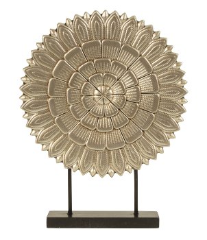 Modern round, silver wooden decoration