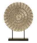 Modern round, silver wooden decoration