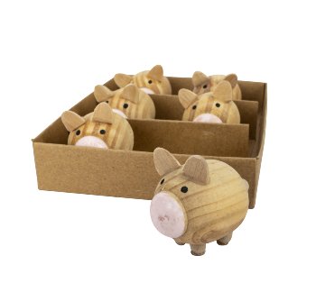 wooden decoration pigs h=3,5cm w=11cm,