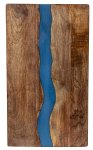 Wooden cutting board with blue resin