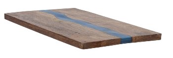 Wooden cutting board with blue resin