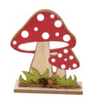 Wooden fly agaric with wooden base for