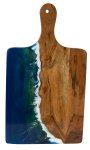 Holz-Schneidebrett mit blau/grünem Harz