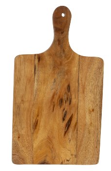 Wooden cutting board with blue/green