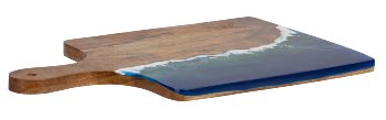 Wooden cutting board with blue/green